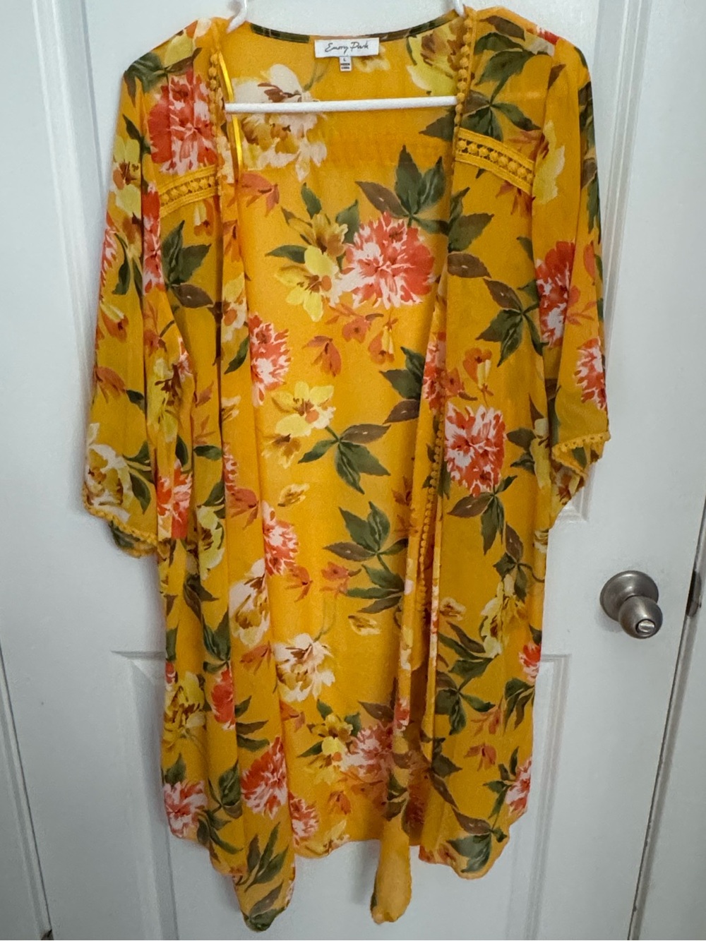 Emory Park Yellow Floral Open-Front Kimono